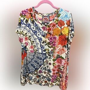 NWT L Johnny Was Tango Relaxed Dolman Sleeve Tunic Shirt Blouse Top Size Large